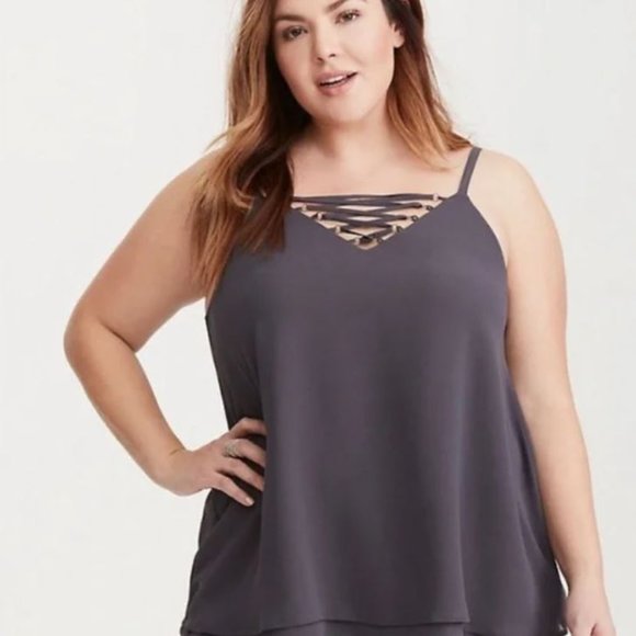 torrid Tops - Torrid Strappy Front Double Layered Sophie Swing Cami size 1/1X